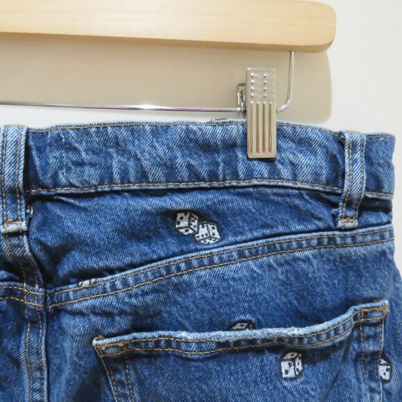 REFORMATION Dice Embroidery High Rise Straight Jeans Vegas Cropped Size 30 - Picture 12 of 16